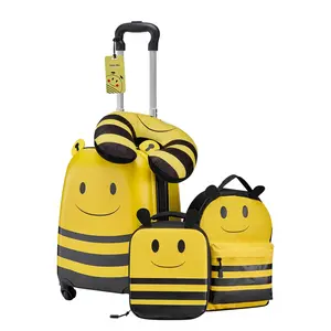 Kids 5-Piece Hardside Luggage Set, 18in Rigid Luggage Sets with Rolling Dual Rotating Wheels, Backpack, U-Shape Pillow, Airline-Approved Carry-On for Holiday Travel