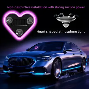 New Car Triangle Heart Neon Car Dashboard Solar Powered Wireless Decor Ambience Car Window Atmosphere LED Premium
