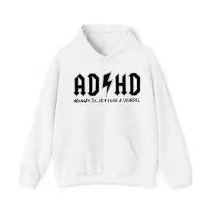 Highway to Hey Look a Squirrel Unisex Hoodie, Funny Vintage Graphic Pullover, Quirky Outdoor Adventure Sweatshirt Gift, Made in USA. LKD