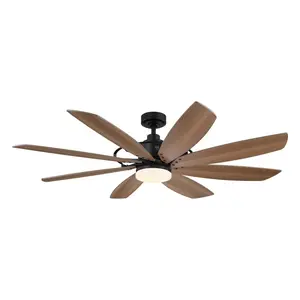 60 Inch Antone Large Industrial Ceiling Fan, Downrod Mount DC Fan with LED Light and Remote Control