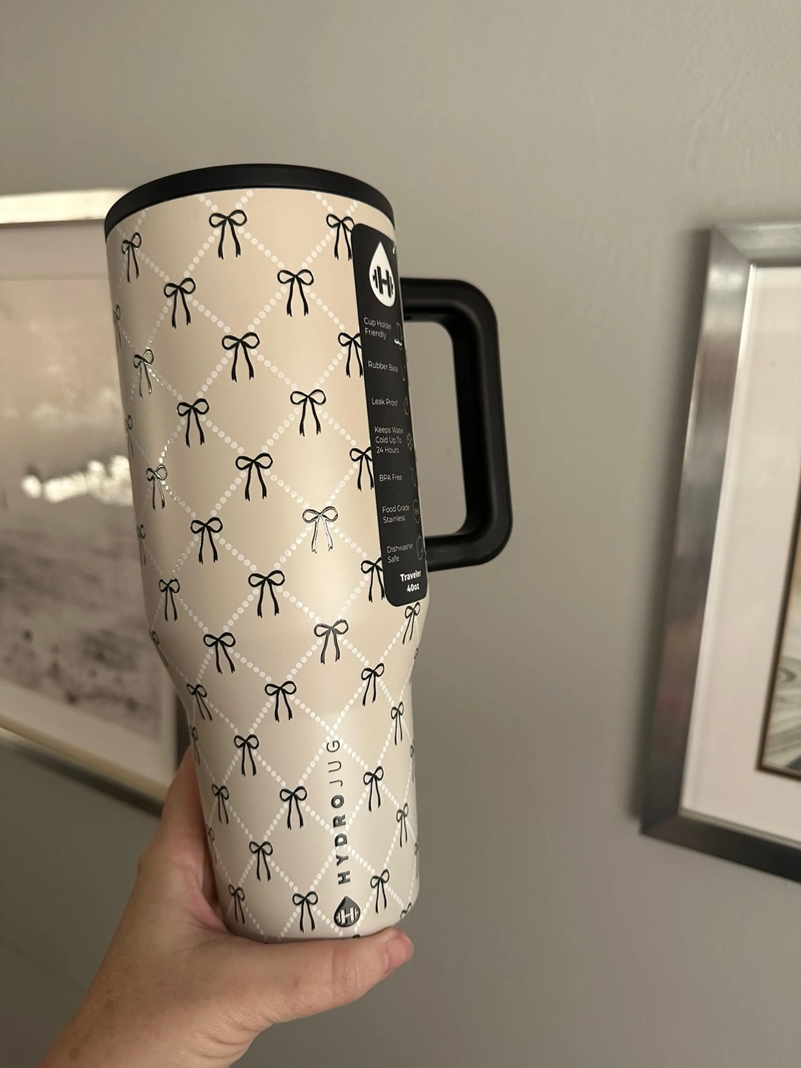 🎀 HydroJug Traveler Limited Edition "Stella" | 40oz Insulated Tumbler with Signature Black Bows ✨