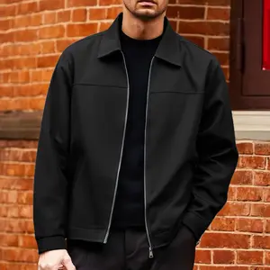 Men's Lightweight Spring and Autumn Jacket - Simple and Versatile Lapel Casual Coat, Zipper Closure, Machine Washable, Ideal for Daily Casual Wear.