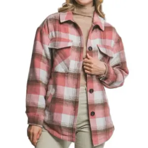 Rosita Jacket - Pink Plaid Flannel Button-Up with Pockets for Women Snack Comfortable and Stylish Outerwear