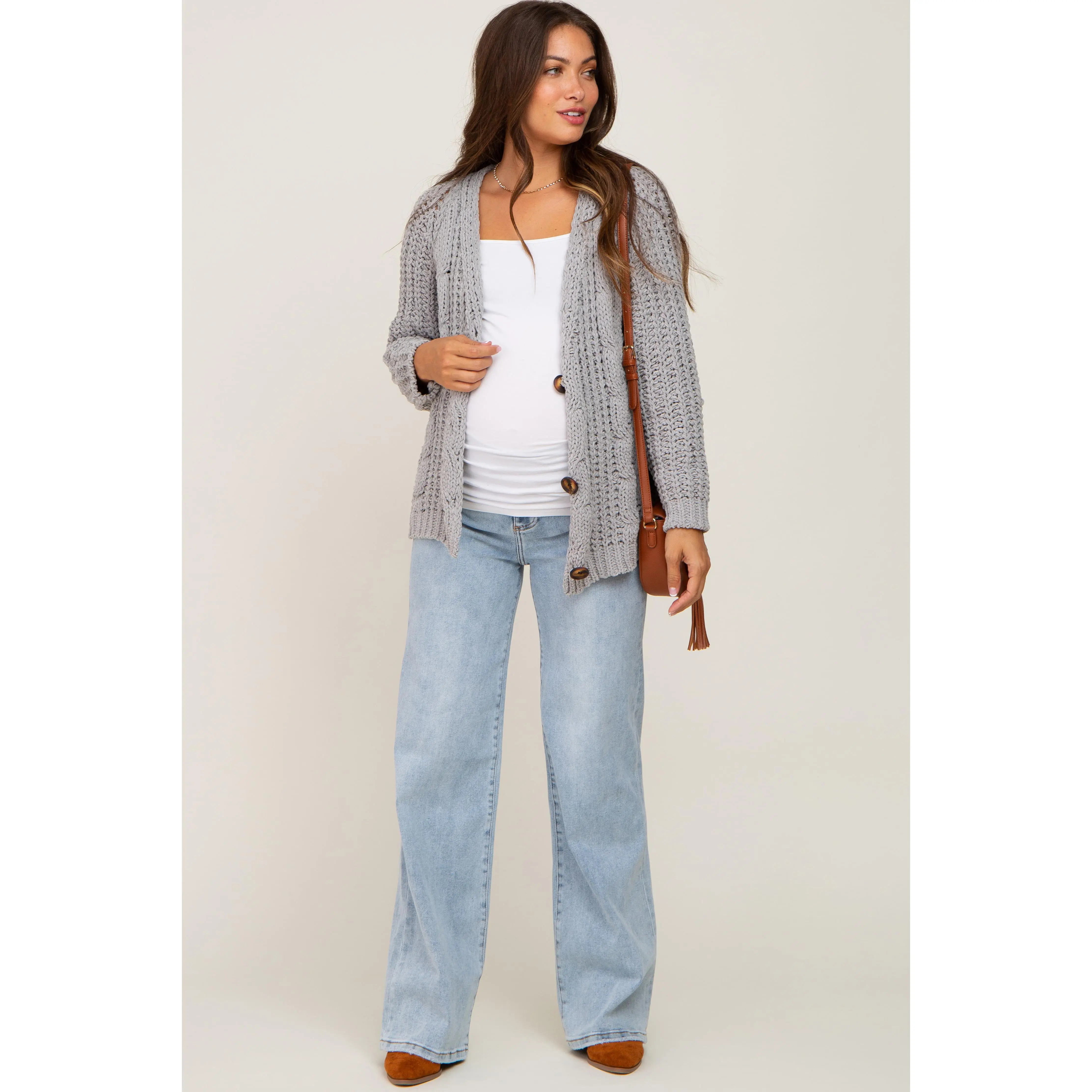 Light Blue Wide Leg Maternity Jeans