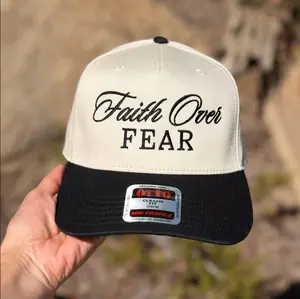 Faith Over Fear Embroidered Hat Christian Saying Two Tone Cap, Gift For Jesus Lovers