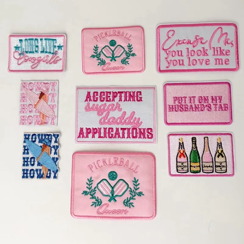 Fun Iron-On Applique Patches for Lady Tops, Sweatshirts, Pullover, Jackets, Hats, Bags - Cowgirl & Champagne Themed Sewing Trim Embellishments