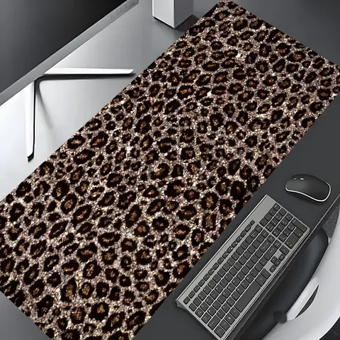 Leopard Pattern Mouse Pad, Rectangle Gaming Mouse Pad, Non-Slip Mousepad, Office Desk Keyboard Mouse Mat for Home Office Game Room Desk, Computer Desk Mat, Desk Gadgets, Desk Accessory