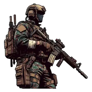 Tactical Soldier Sticker, Modern Military Operator with Full Battle Gear & Rifle | Gift for Veterans, Soldiers, and Tactical Fans