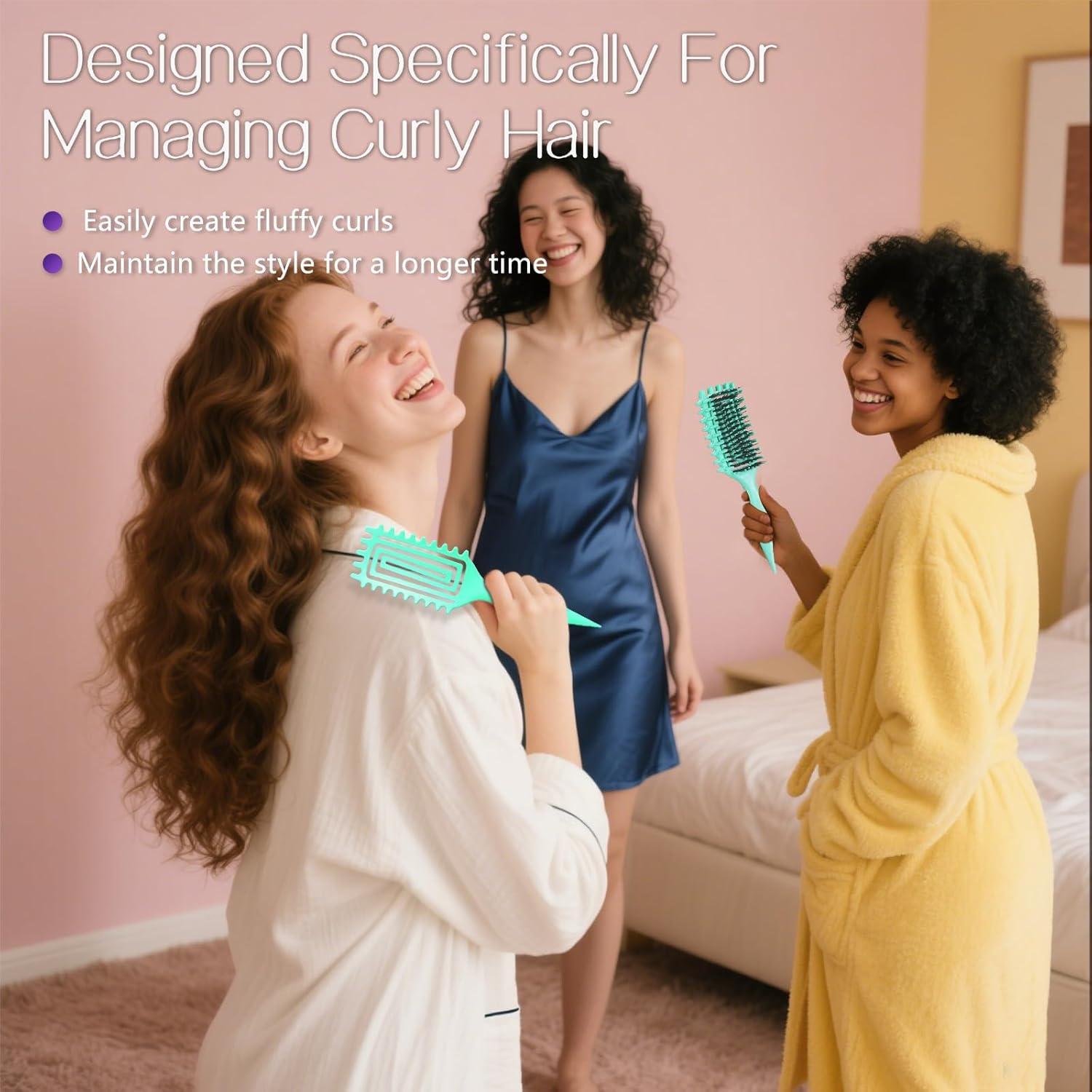 Curly Hair Brush  Vented Curl Defining Brush for Effortlessly Detangling Shaping and Styling Women's Men's Curls on All Wet or Dry Hair Types, Reduces Frizz