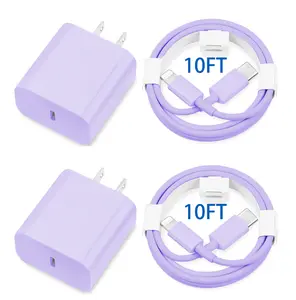 JOZASHON [MFi Certified] 20W Type C Fast Charger Block with 10FT USB C to Lightning Cable Compatible for iPhone 14/13/12/11 Pro Max/Xs Max/XR/X,iPad Charging for Electronic Smartphone and Cellphone（Purple）