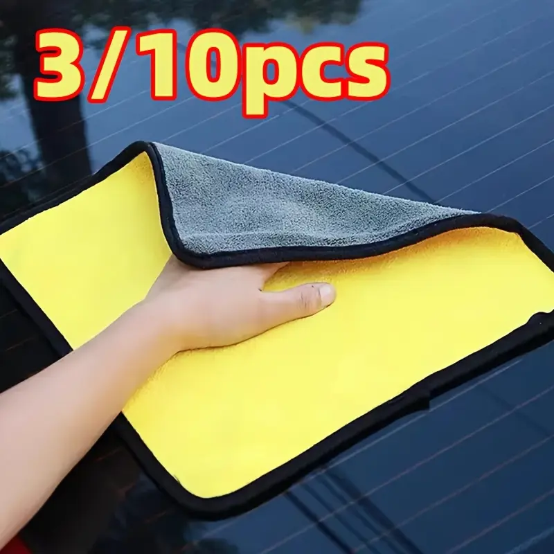 3/5/10pcs Microfiber Cleaning Cloths - Ultra Absorbent, Lint-Free Car Detailing Towels, Quick-Dry Dish Drying & Kitchen Rags, Multi-Purpose for Auto Wash, Household Cleaning