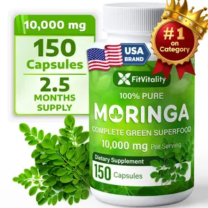 Moringa Capsules| 150 Capsules| Moringa Oleifera| 10,000mg| 100% Pure & Natural| Non-GMO and Gluten Free Supplement | Complete Green Superfood | Moringa Leaf Extract Powder