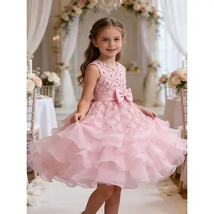 (New)2026 New Kids Formal Gown for Wedding Flower Girl Birthday Pageant |       Layered Tulle Rhinestone Cake Dress