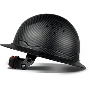 Full Brim Hard Hat, HDPE Vented Hard Hat with Carbon Fiber Pattern, 6 Point Suspension, Sunshade, Adjustable Ratchet, Industrial Work Helmet for Men Women