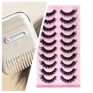 Home Hair Trimmer Set + 10 Pairs False Eyelashes, Safe Self-Trimming Tool, Natural Dense Lashes, Beginner-Friendly Makeup Kit