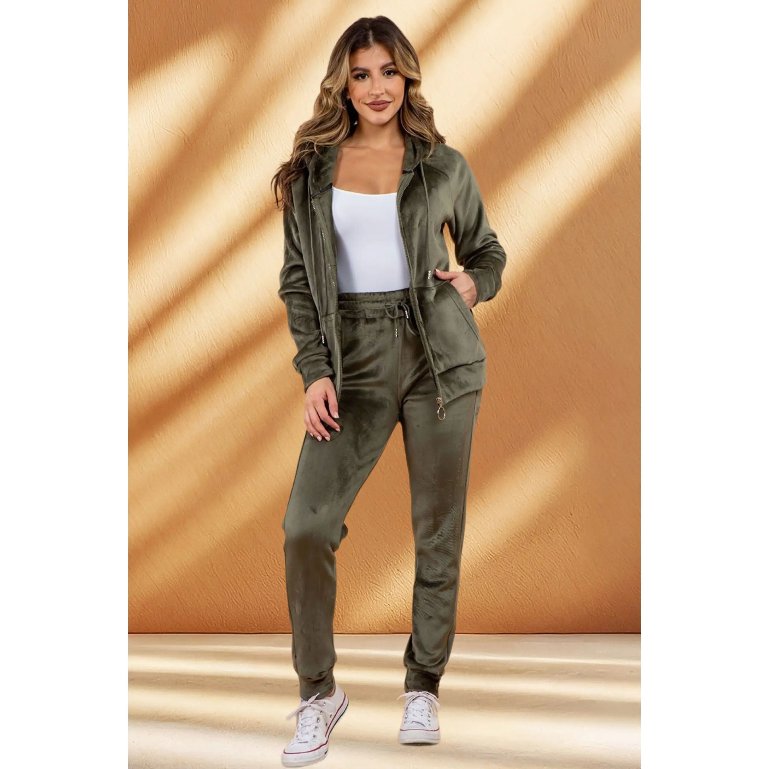 Women's Velour Jogger Set with Think Fleece-lined