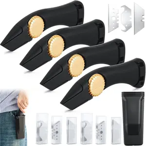 4 Sets Carpet Knife Vinyl Knife Roofing with 6 Sets Differently Fixed Blades Fixed Blade Roofer's Roofing Tools with Holster Belt Clip