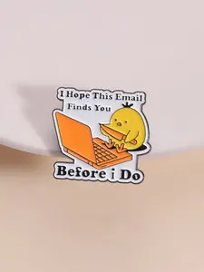 Sharp Workplace Humor Enamel Pin, Chicken Knocking Computer Email Joke Badge, Stress Relief for Office Workers, Daily Fun Emblem