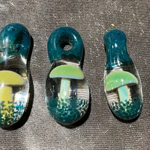 Fancy Mushroom Pendant - Unique Design with Green and Blue Accents for Stylish Jewelry