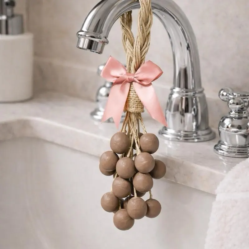 Handcrafted Beauty Grape Soap Bouquet with Pink Bow & Natural Rope for Elegant Bath Decor 250G Soft Luxury Fragrance Skin-Loving Oils Delicate Scent