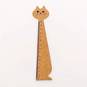 Cat Shaped Ruler, 1 Count Cute Portable Wood Animal Ruler, School Home Stationery, Office Measuring Supplies for Home School Office
