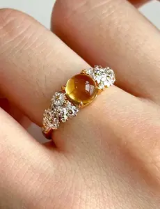Anne's Choice, Natural Brazilian Citrine Ring, Yellow Citrine Gemstone, Golden Flower, Sterling Silver, Original Design, November Birthstone
