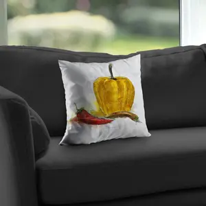 Begin Home Decor C1PT14146PPTXD 14 x 14 in. Peppers Yellow Contemporary Poly Twill Throw Pillow Insert