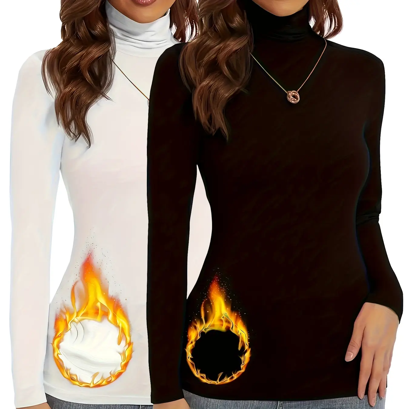 Rulafant Women's Thermal Long Sleeve Turtleneck Tops - Compression Solid Basics Shirts, Stylish Elegant Fit for Winter Cold Days