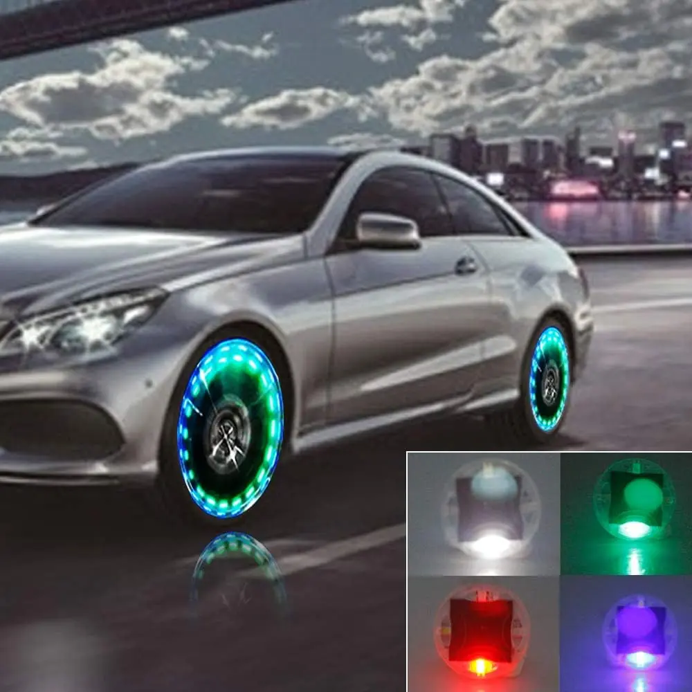 Light Up Every Ride with Motion Sensor LED Tire Valve Lights for Car Bike Motorcycle Night Safety Glow