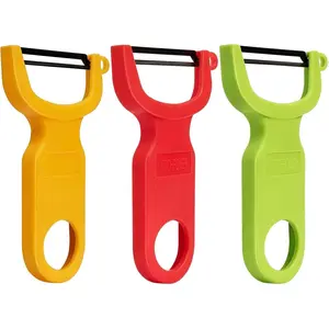Original Vegetable Fruit Peeler Carbon Steel Blade 3 Pack Red/Green/Yellow…