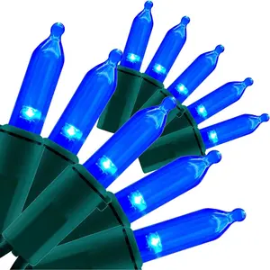 Blue LED Christmas Lights 200 Count 50 ft, Pack of 2 Strands 25 ft 100 Lights UL Certified String Light Set (Blue)