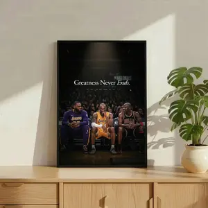 ( No Frame ) M.Jordan Kobe Bryant L.James Poster, Basketball Legends Wall Art, Greatness Never Ends Print, Sports Man Cave Decor