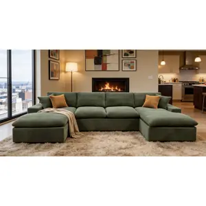 Aobtkel Coffee Bean-Like Upholstered Full Compressed Sectional Sofa - Comfy Couch, Sofa Sectional Couch, Multiple Seats, On-Site Service (Compressed Form Included)