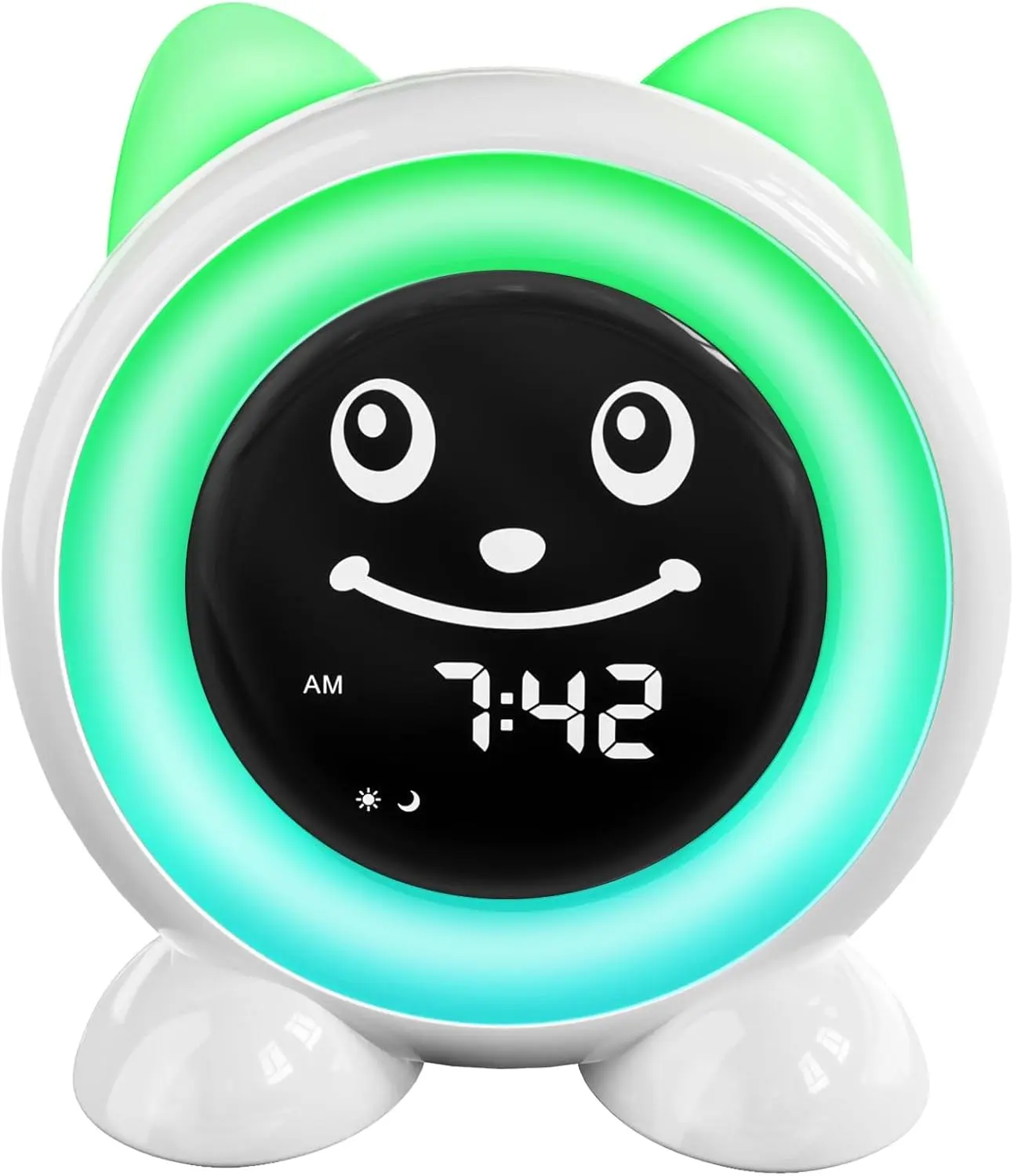 Kids OK-to-Wake ABS Alarm Clock - Toddler Sleep Training Clock with LED Lights, Snooze, Nap Timer, Auto Adjust, Night Light, Kid Room Decor for 2-10 Years Old