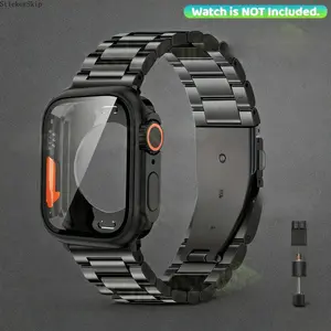 2026 NEW HOT Stainless Steel Metal Solid Band with Watch Case, Compatible with iWatch Series 11/10/9/8/7/6/5/4/3/2/1, For 46mm 45mm 44mm 42mm 41mm 40mm 38mm