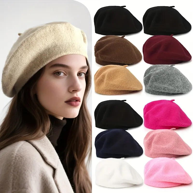 Women's 3pcs Soft Fabric Brown Beanie Hats - Winter Warm Clothes Accessory, Machine Washable, Ideal for Everyday Wear & Fall/Winter Outfits