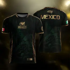 Mexico Dark Edition Soccer Jersey, Black Gold Football Fan Shirt, Aztec Eagle Graphic Sports Tee, Mexican Heritage Apparel, Premium Supporter Jersey, Unisex Game Day Outfit, Gift For Proud Mexico Fans
