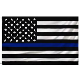 Blue Line American 3x5Ft Flag Heavy Duty Blue Lives Matter USA Tapestry for Wall Hanging College Dorm Room Outdoor Decor Banner Ornaments
