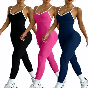 Women's Thin-Strap Backless Shapewear Jumpsuit - High Elastic Slim Stretch Fit, Butt-Lifting Body-Shaping, Casual Athletic Summer Workout Sports Bodysuit