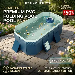 6.9FT PVC Folding Swimming Pool Non-Inflatable Hard Shell Pool for Summer Bathing and Cooling Portable Foldable Water Pool Suitable for Outdoor Patio Beach Garden Backyard Lawn Outdoor Water Play and Family Entertainment