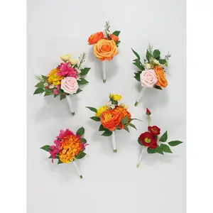 Rinlong 6Pcs Assorted Tropical Orange & Pink Flower Centerpieces
