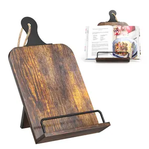 KLM Kitchen Cookbook Stand - Recipe Book Holder for Cooking, Organising and Storage - Perfect Home Shelf Decor and Wedding Retirement Gift for Woman (Brown)- Unique Gifts for Women
