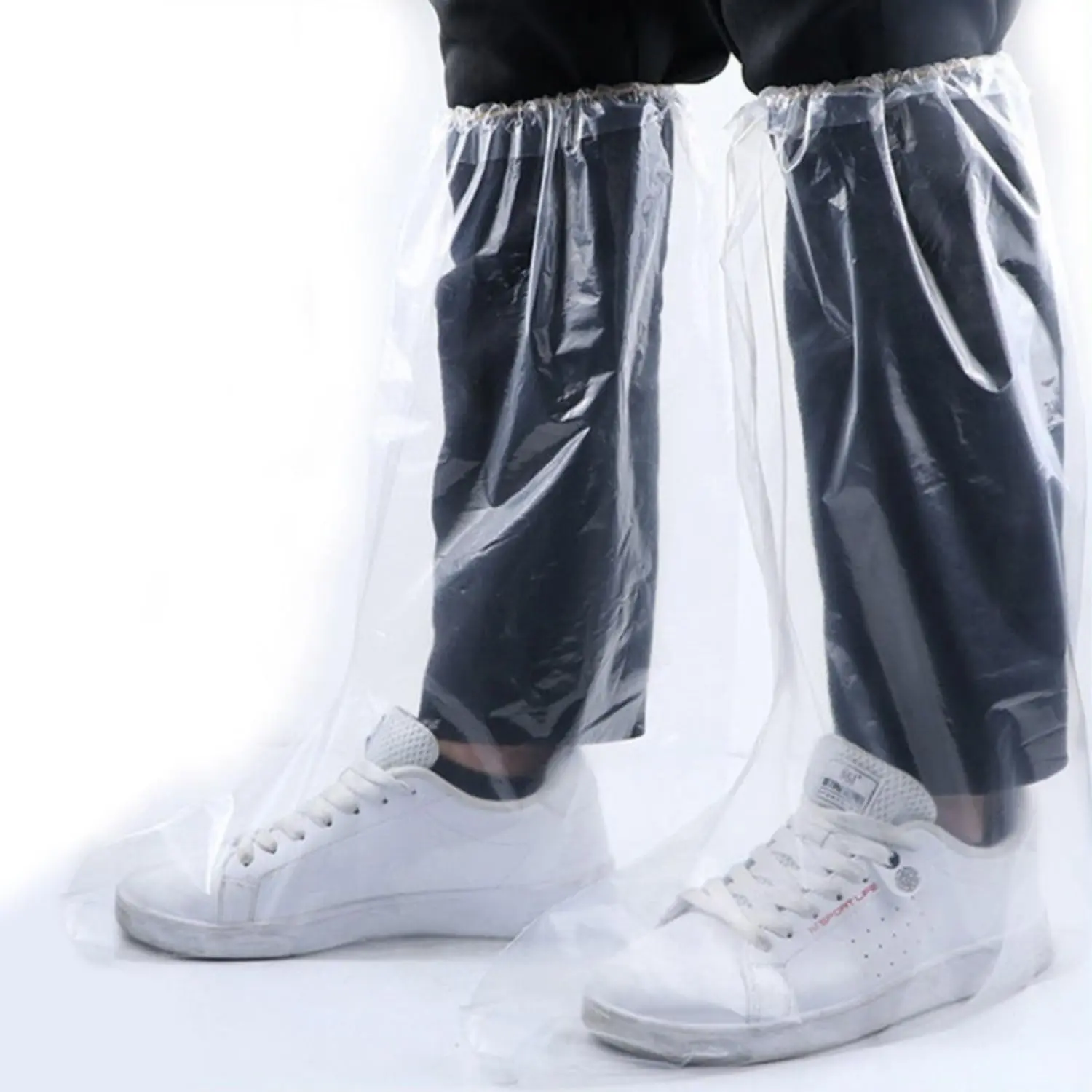 Fancystyle Disposable Plastic Boot and Shoe Covers 19 inch Tall Extra Large Resistant Water Skid Resistant Clear