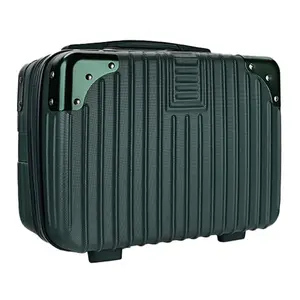 Dark Green 14inch Hard Shell Cosmetic Organizer Travel Train Hand Luggage Small Portable Carrying Suitcase Makeup Case Bag for Women Toiletry
