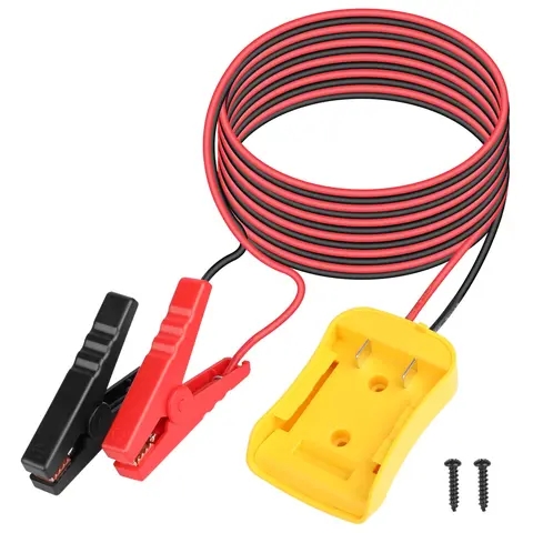 Jumper Cables with Adapter Compatible with Dewalt 20V Battery, 6FT 12AWG Portable Battery Adapter Cable, Heavy Duty Automotive Booster Cables with Clamps