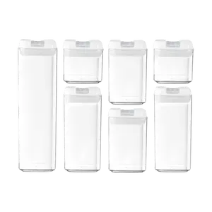 Yanosaku Japanese Food Storage Canister Set - 7 Piece Airtight Kitchen Organizer Containers for Dry Goods, Snacks, and Pantry Organization