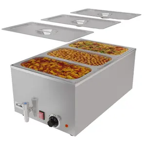 6 Qt. Three-Section Electric Countertop Food Warmer With Faucet