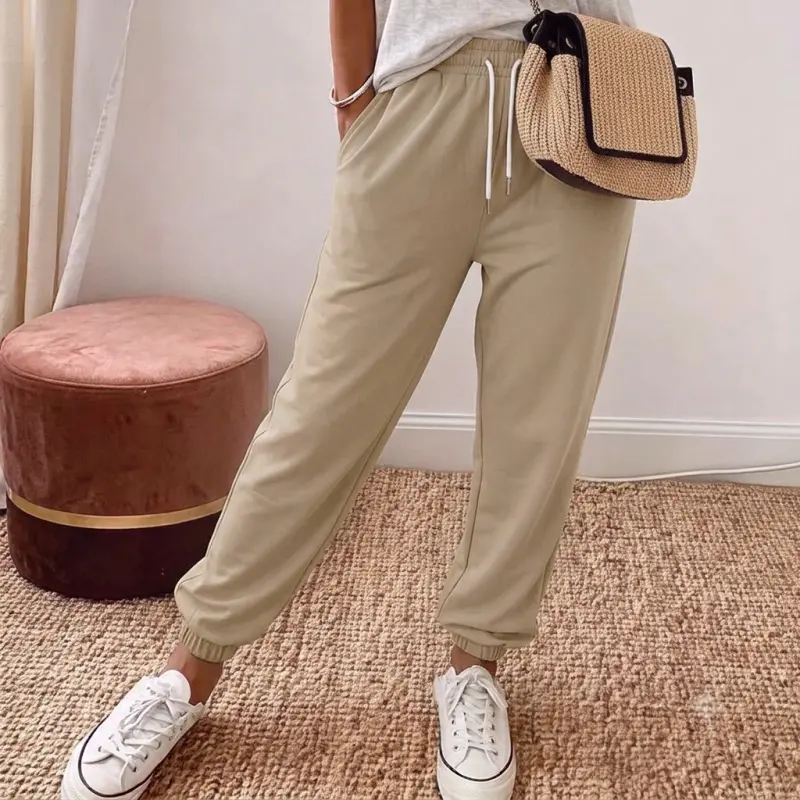 Jogger sweatpants with drawstring, casual trousers for street shopping and home relaxation, suitable as everyday wear bottoms