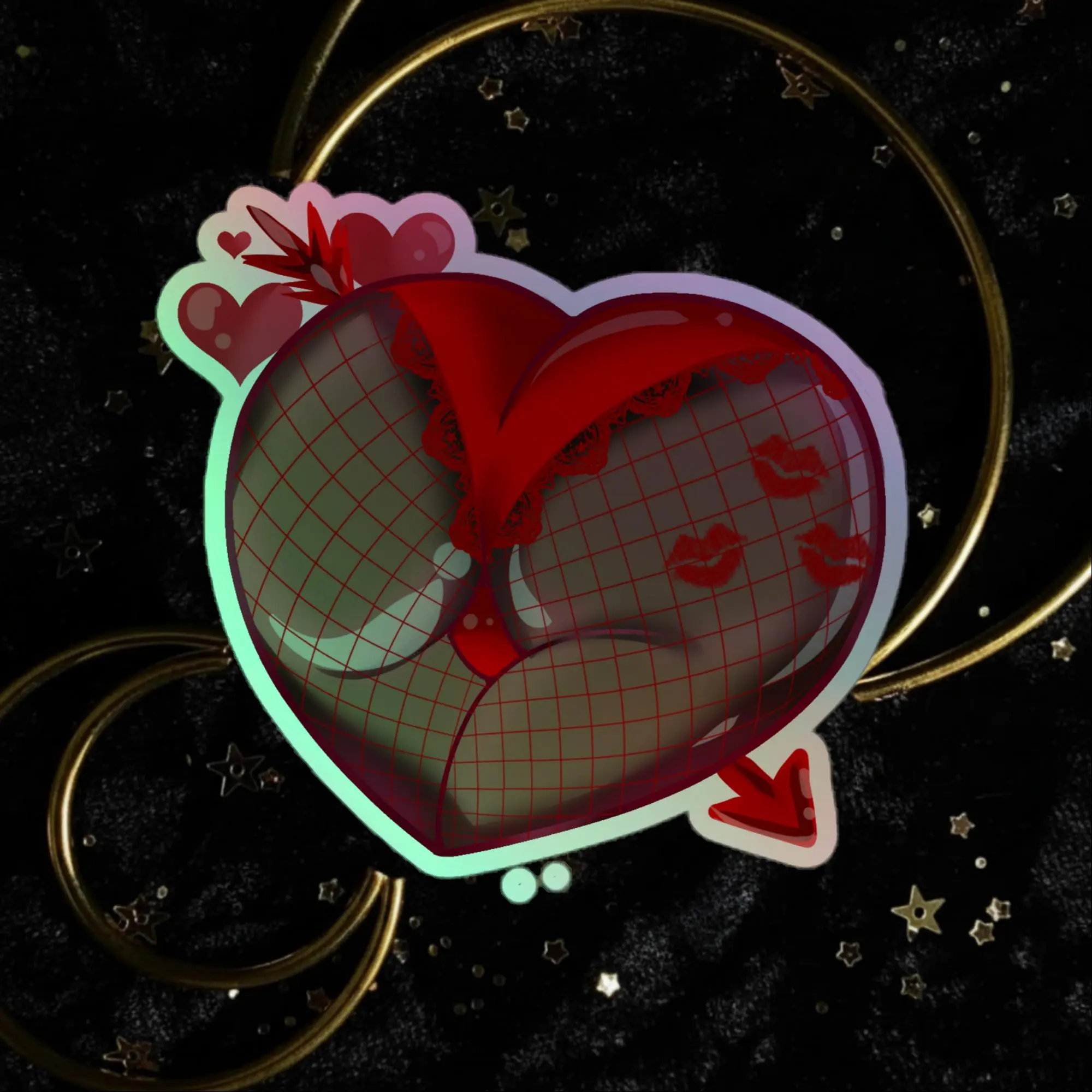 Cupid Valentines Day Brown Booty Holographic stickers