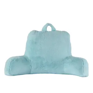 Faux Fur Plush Backrest Pillow Specialty Size Aqua Soft Microfiber Plush Bedrest Lounge Pillow